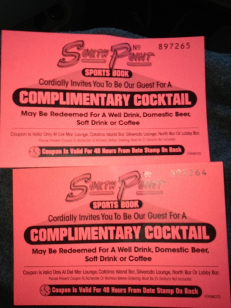 South Point sports book Drink Tickets