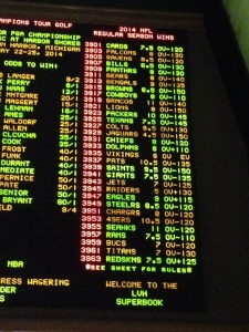 The Big Board at the LVH Sports Book in Las Vegas