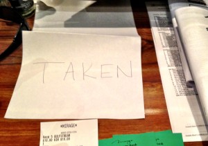 There are Times When a "Taken" Sign is OK....and Not Ok at the Sports Book