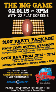 Planet Hollywood Restaurant Big Game Party