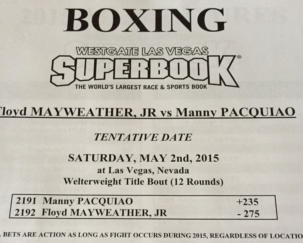 Vegas Opening Line on Manny Pacquiao vs Floyd Mayweather  