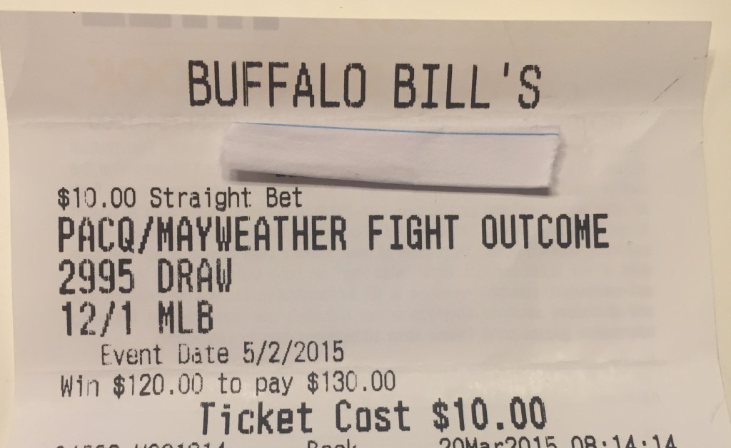 Las Vegas Sports Book Ticket - Maweather Pacquiao Draw