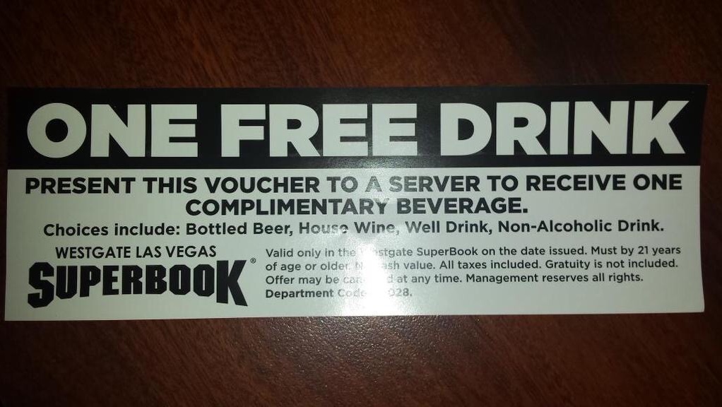 The Las Vegas Super Book at Westgate is the Last of the Major Sports Book to go Drink Ticket Route