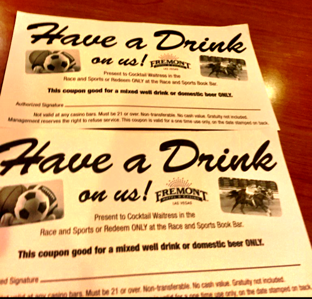 Free Drink Tickets at The Fremont Sports Book